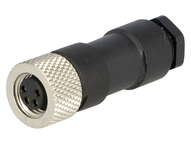Connector: M8; vrouwelijk; PIN: 4; recht; voor draad; stekker; 4A Connector: M8; vrouwelijk; PIN: 4; recht; voor draad; stekker; 4A